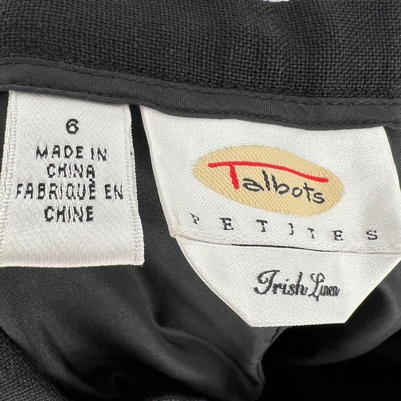Talbots Irish Linen Pants Womens‎ 6P Embroidered Fruit Summer Black Watermelon - Picture 4 of 6